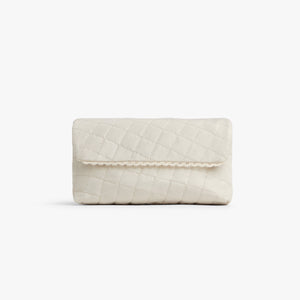 Cream | Front view of Monos x Reformation cosmetic pouch in cream
