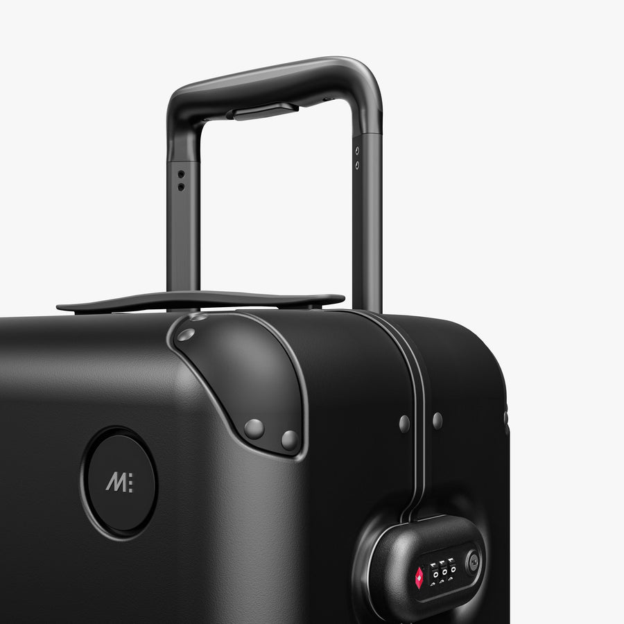 Obsidian | Luggage handle view of Hybrid Carry-On in Obsidian