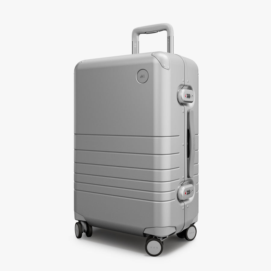 Silver | Angled view of Hybrid Carry-On Plus in Silver