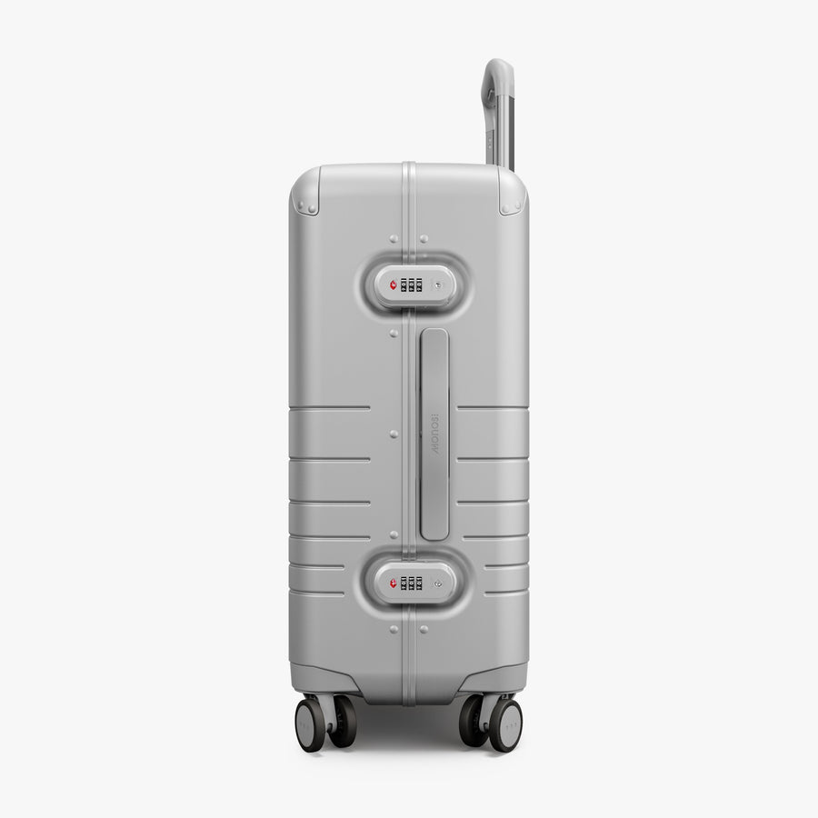 Silver | Side view of Hybrid Carry-On Plus in Silver