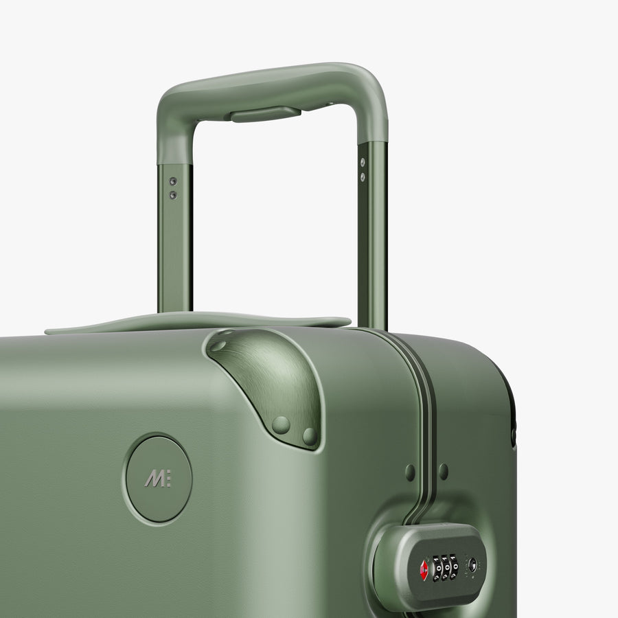 Mint | Luggage handle view of Hybrid Carry-On in Mint