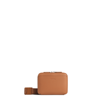 Front view of Metro Belt Bag in Saddle Tan