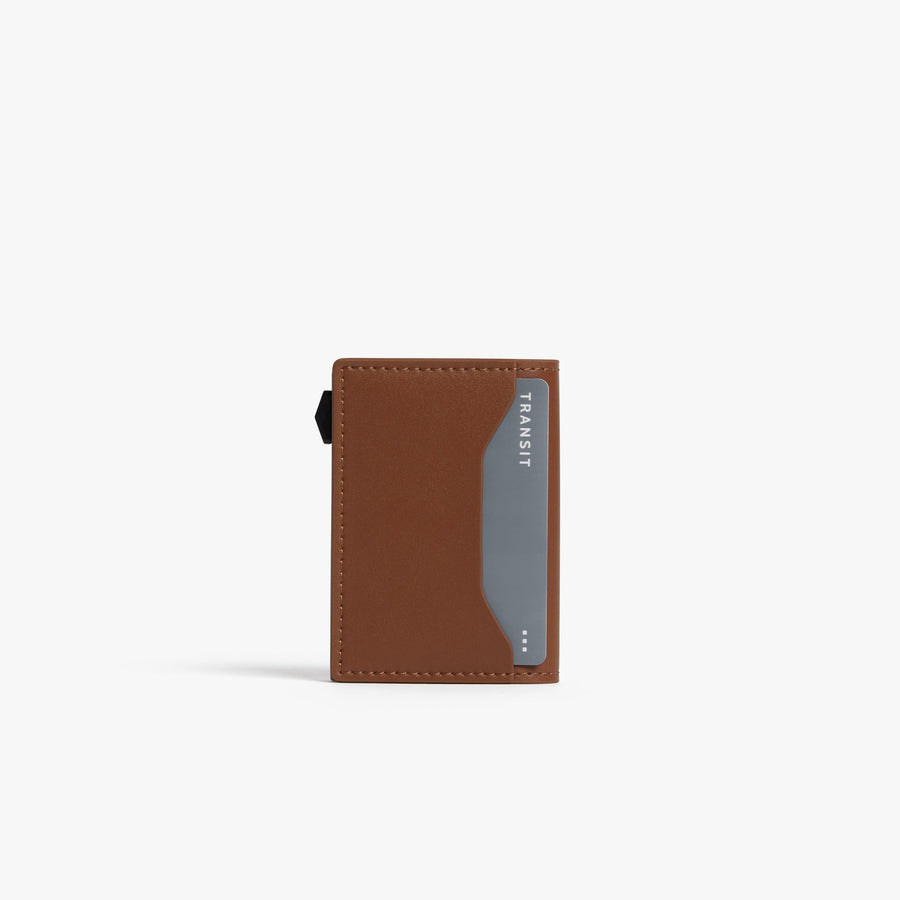 Mahogany / Black | Back view of Slim Wallet Pro with cards in Mahogany / Black