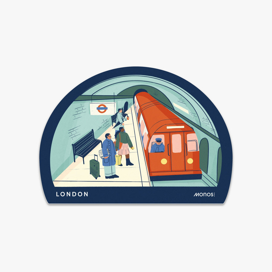 London Destination Stickers | London Underground station with people waiting