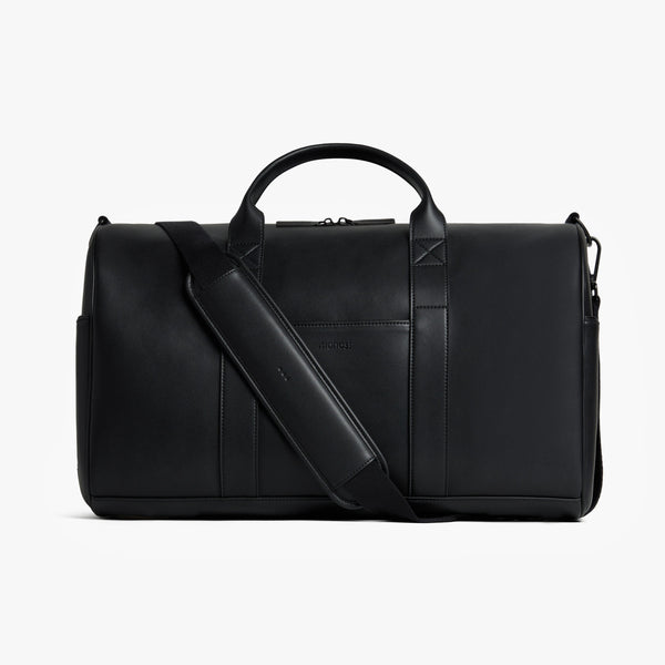Carbon Black (Vegan Leather) | Front view of Metro Carry-All Duffel in Carbon Black