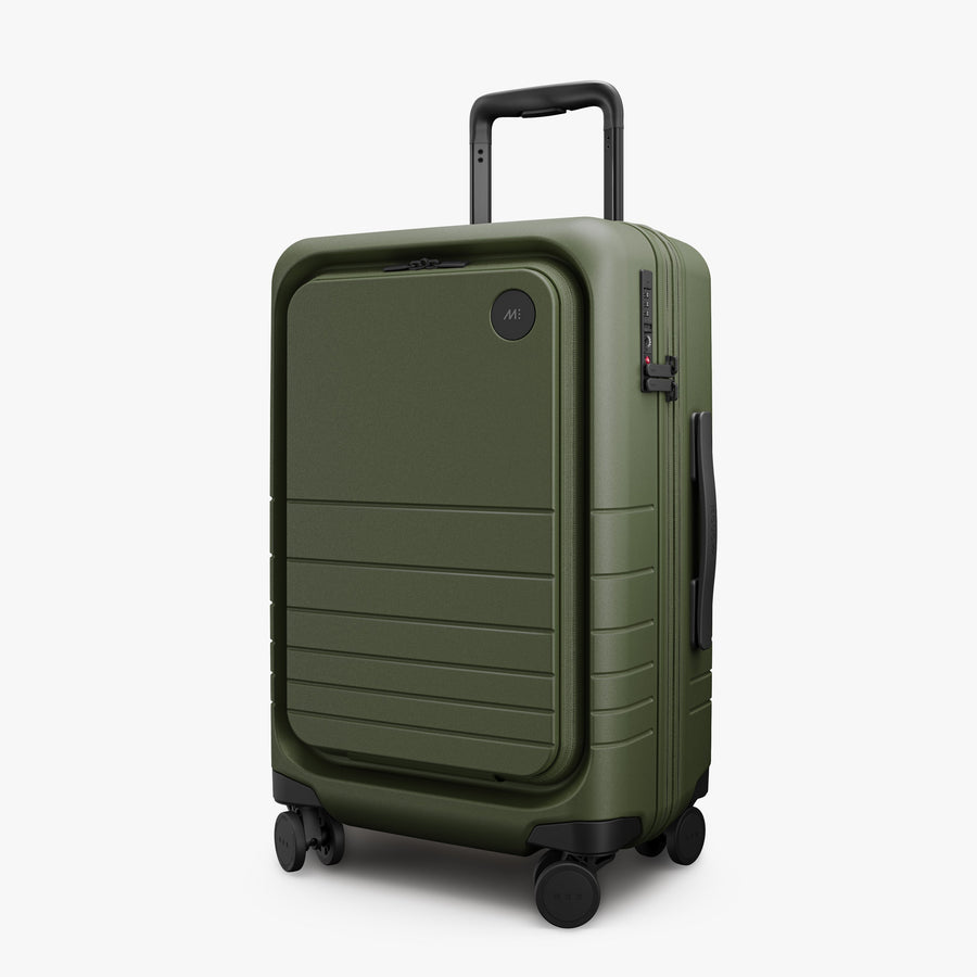 Olive Green | Angled view of Expandable Carry-On Pro in Olive Green
