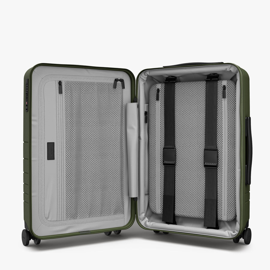 Olive Green | Inside view of Expandable Carry-On in Olive Green
