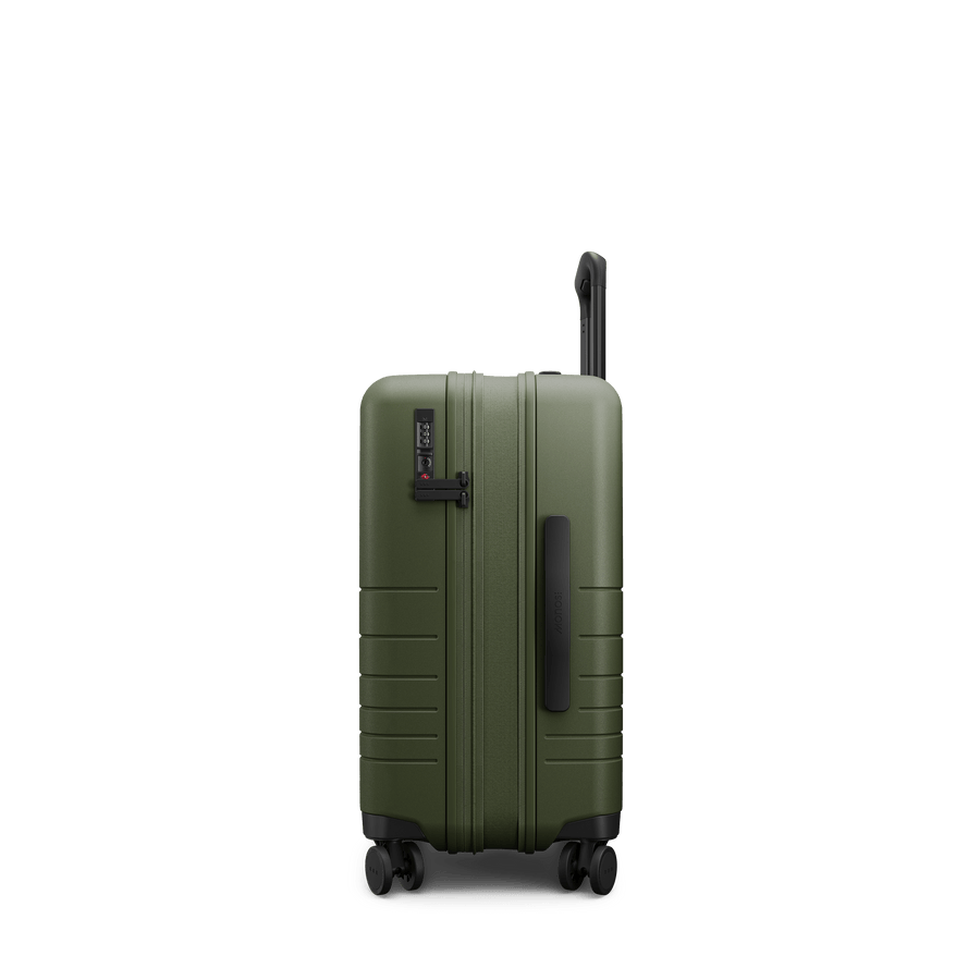 Olive Green Hover | Side view of Expandable Carry-On in Olive Green