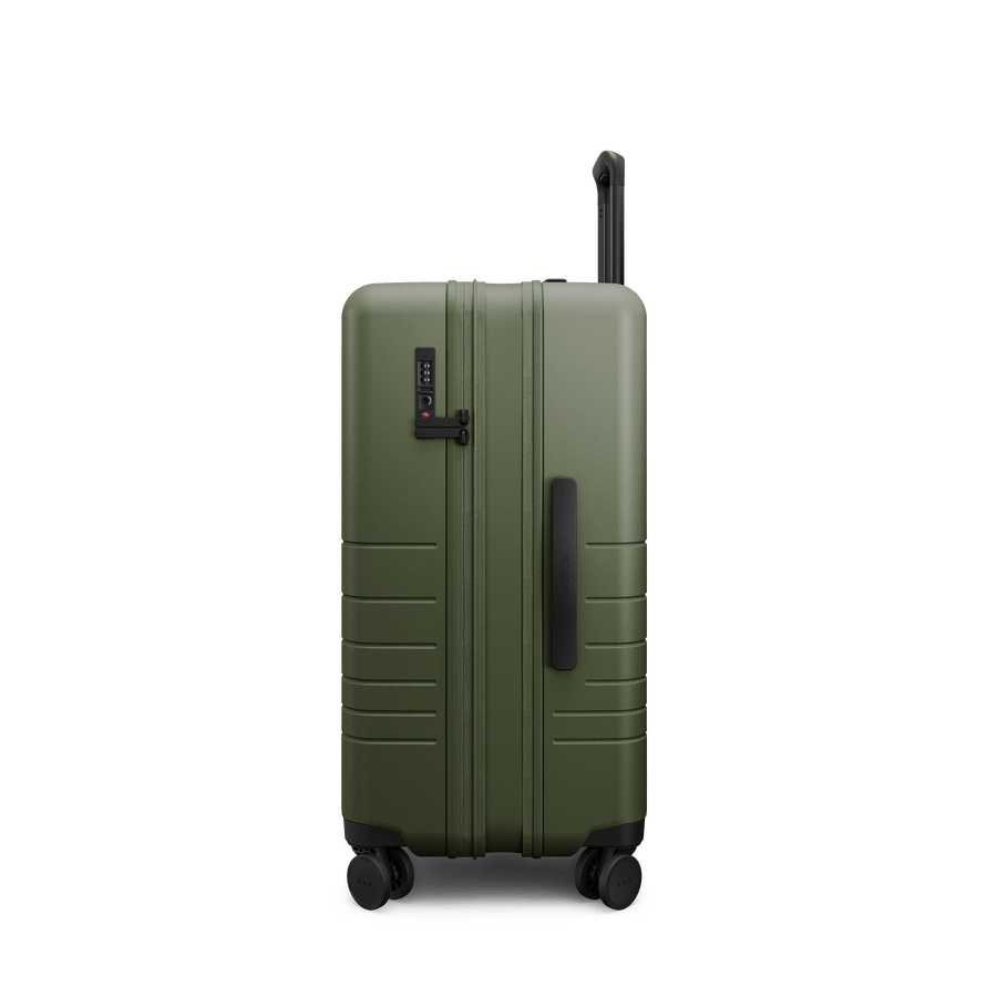 Olive Green Hover | Side view of Expandable Check-In Medium in Olive Green