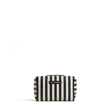 Front view of Metro Toiletry Case large in Poplin Stripe Black