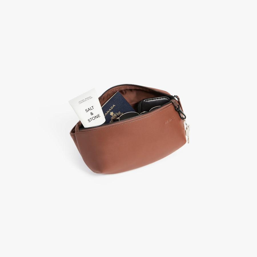 Mahogany (Vegan Leather) | Open view of Metro Sling in Mahogany