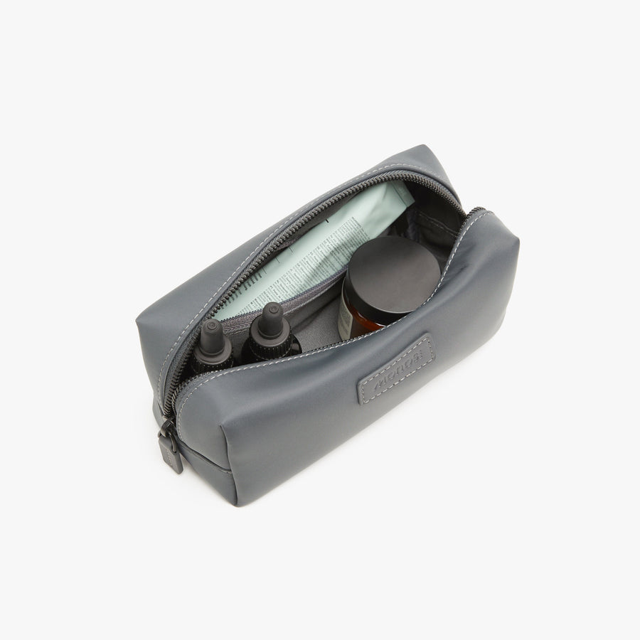 Small / Dover Grey | Interior front view of Metro Toiletry Case Small in Dover Grey